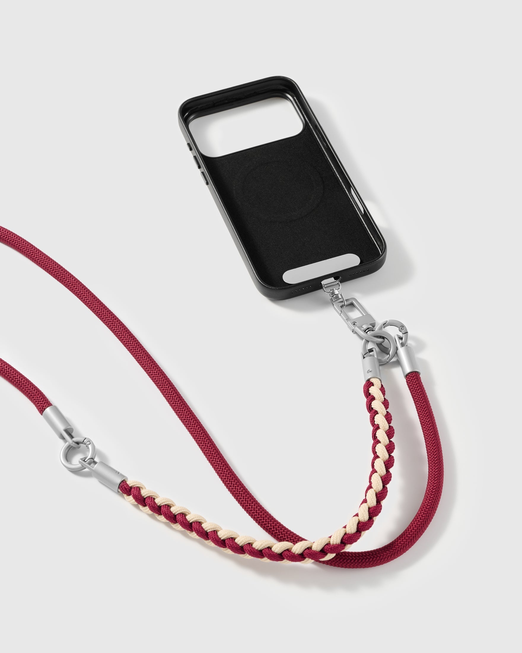 BORDEAUX BRAID CROSS-BODY PHONE STRAP
