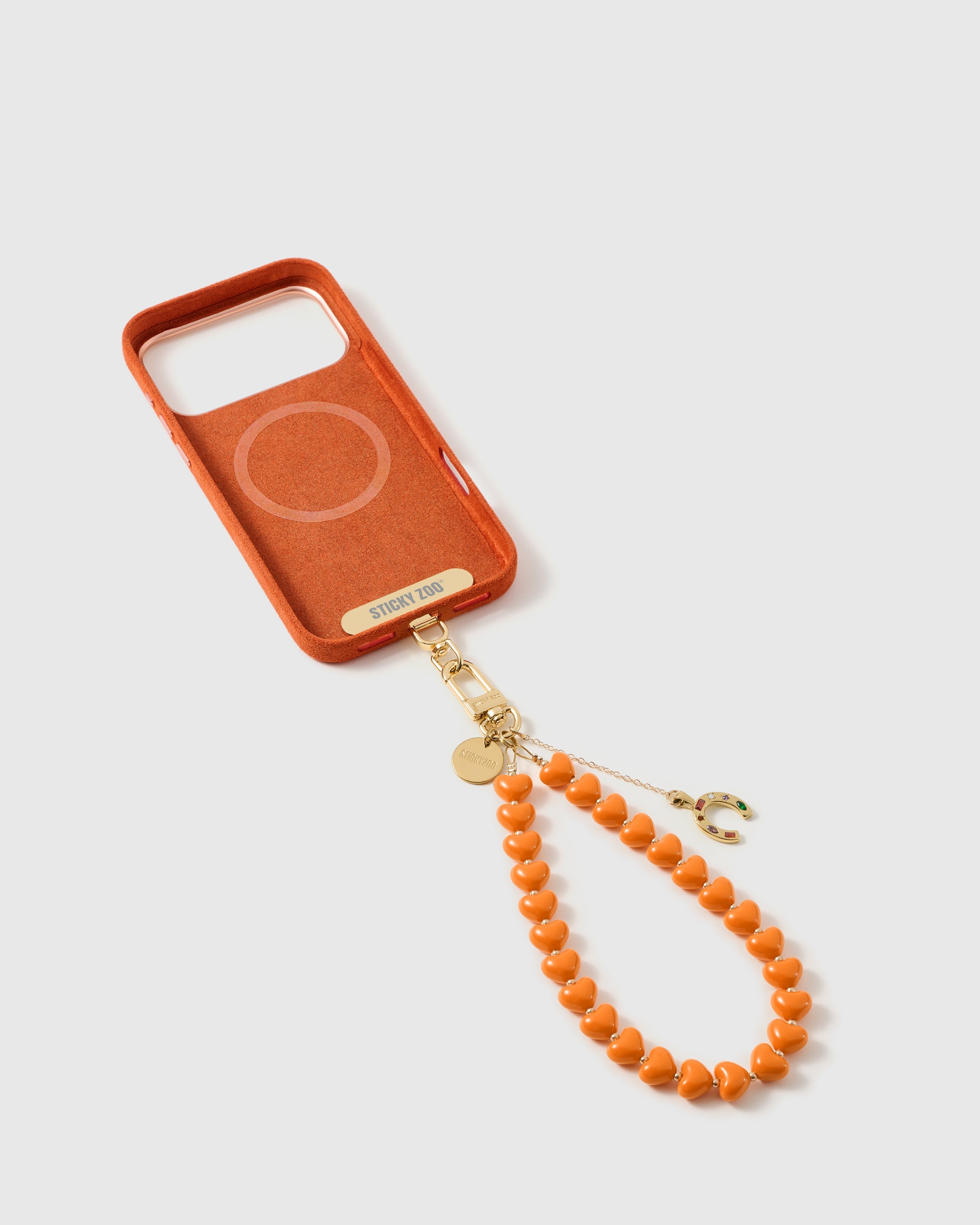 TANGERINE HORSESHOE HEART PHONE STRAP