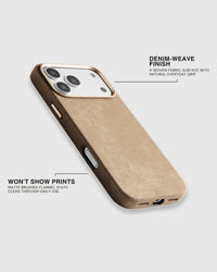 DENIM PHONE CASE — TAN