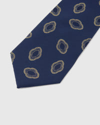 NAVY ROSETTE MEDALLION TIE