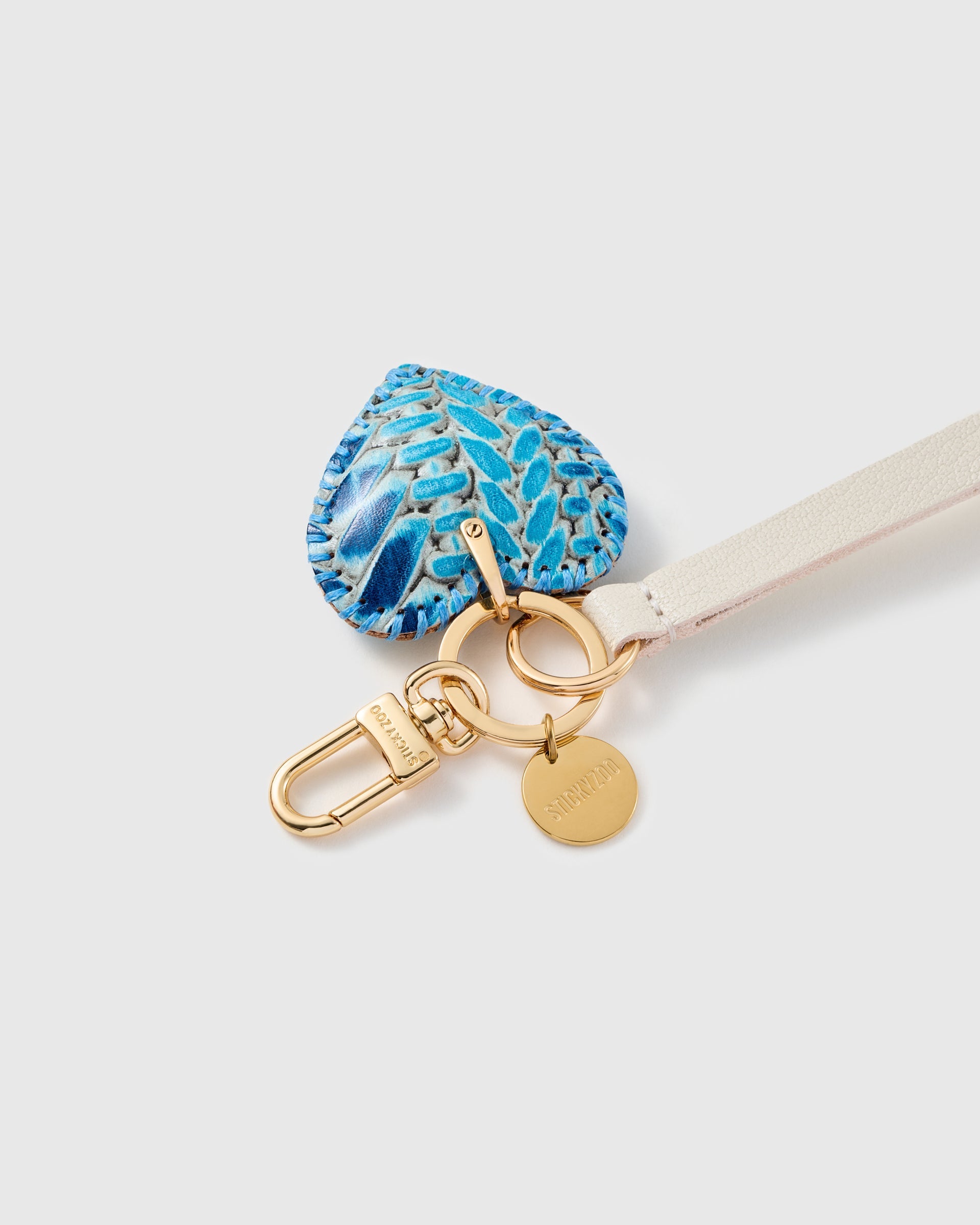 AZURE PYTHON HEART LEATHER PHONE STRAP