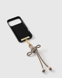 TAUPE BOW PHONE STRAP