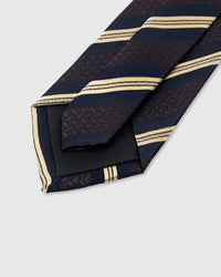 NAVY BROCADE STRIPE TIE