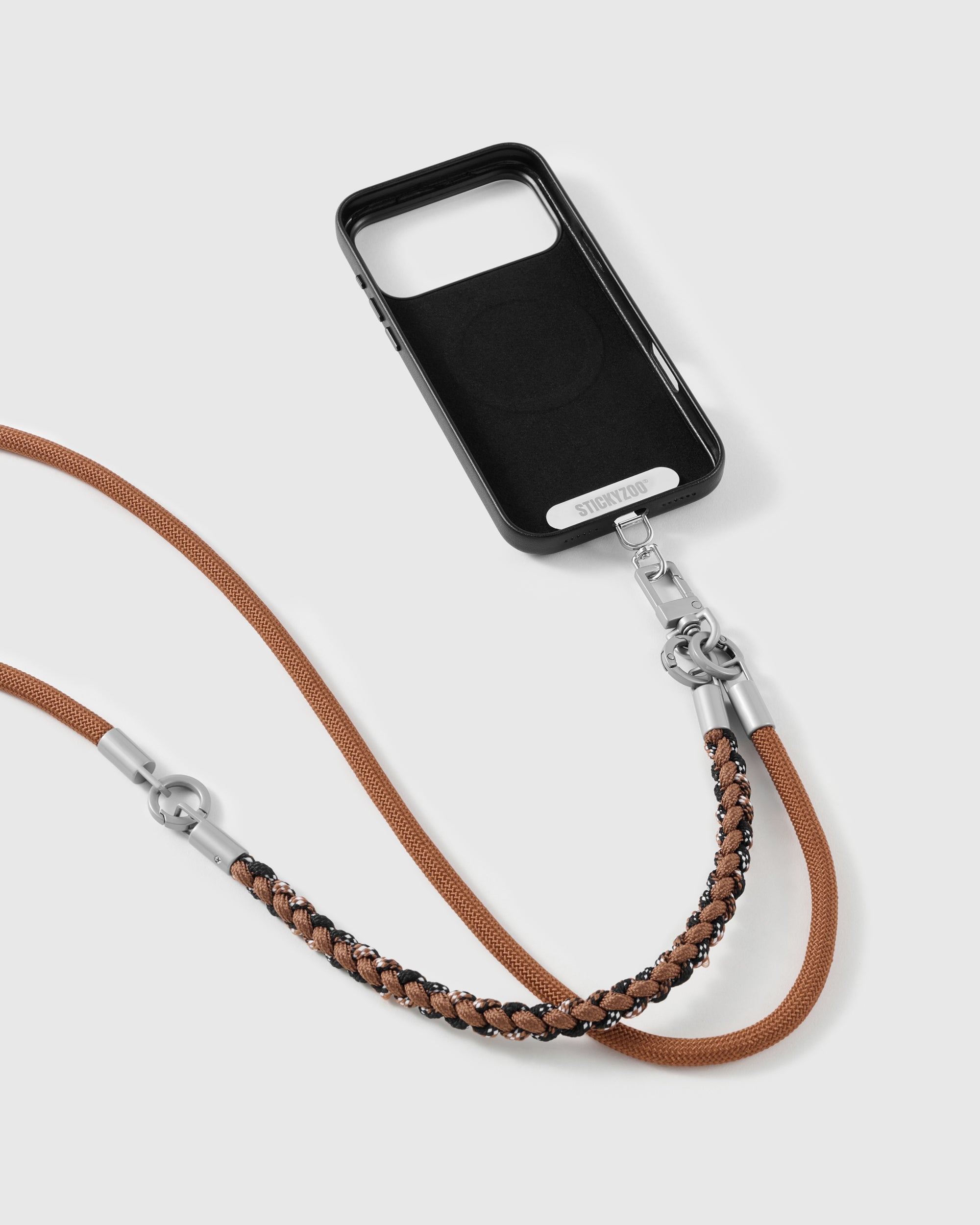 CARAMEL BRAID CROSS-BODY PHONE STRAP