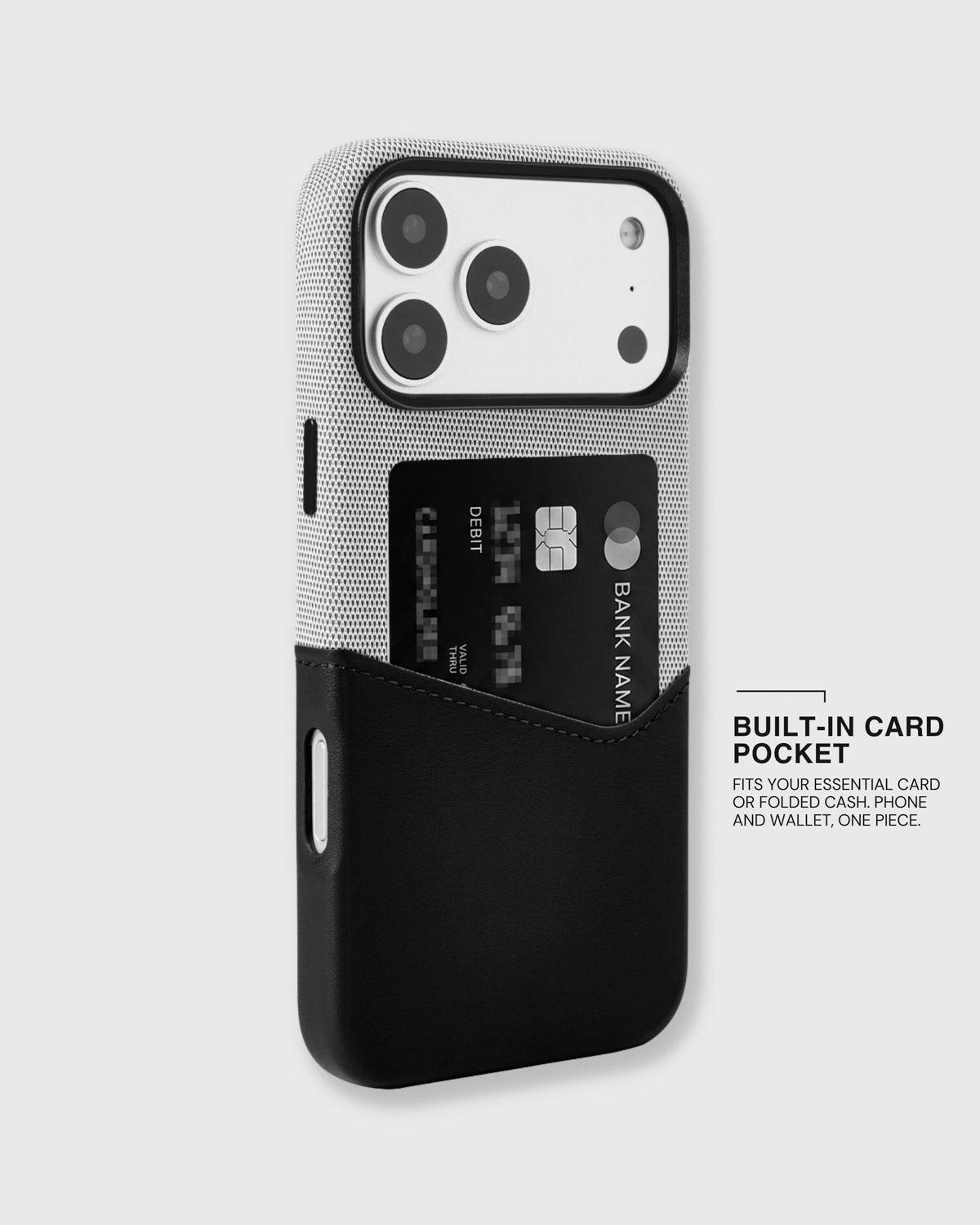 WALLET PHONE CASE — GREY BLACK