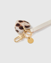 SNOW LEOPARD HEART LEATHER PHONE STRAP
