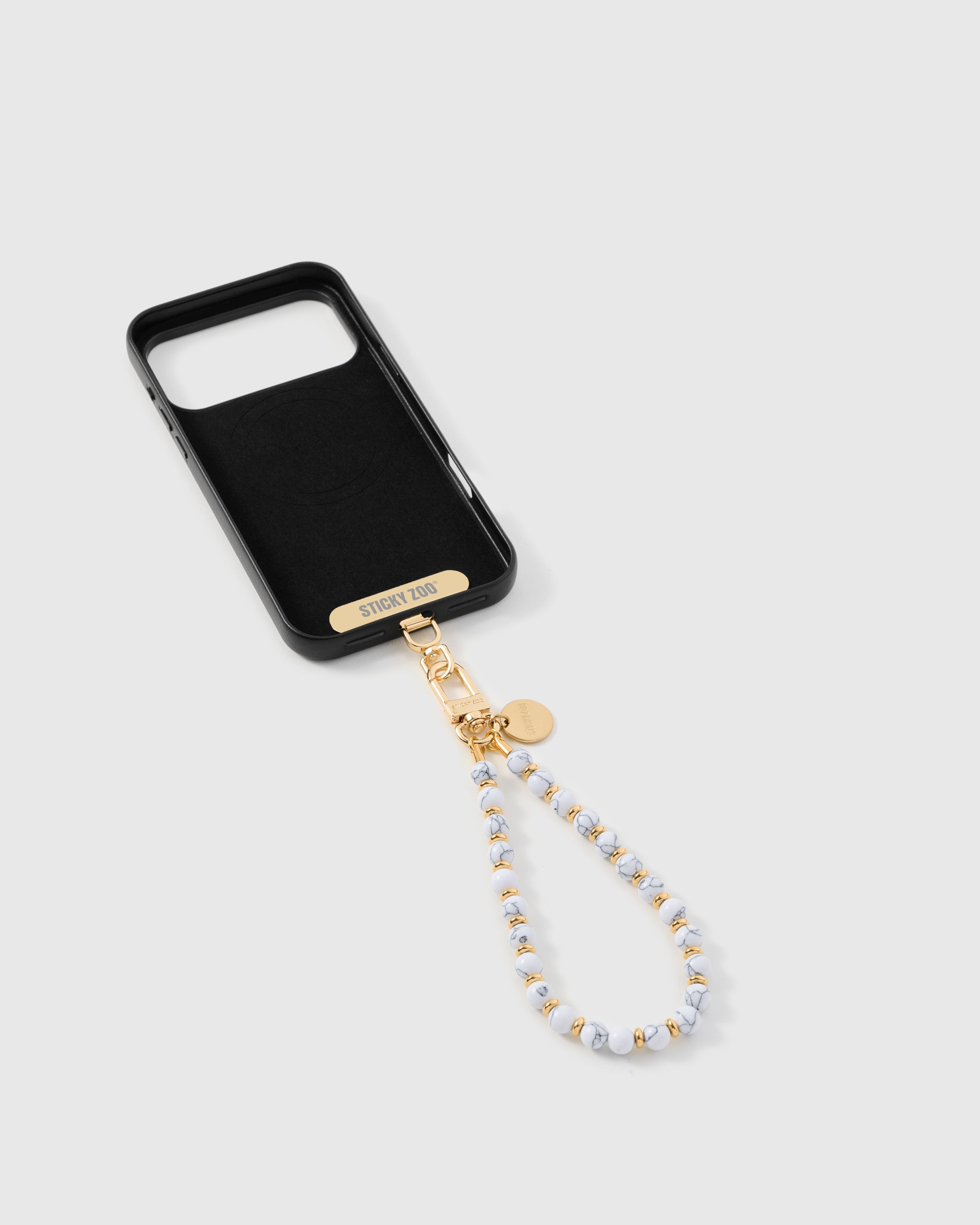 WHITE MARBLE ORBIT PHONE STRAP