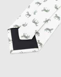 STICKYZOO Ivory Equestrian Tie reverse showing structured interlining and hand-finished construction, 145 × 8 cm.
