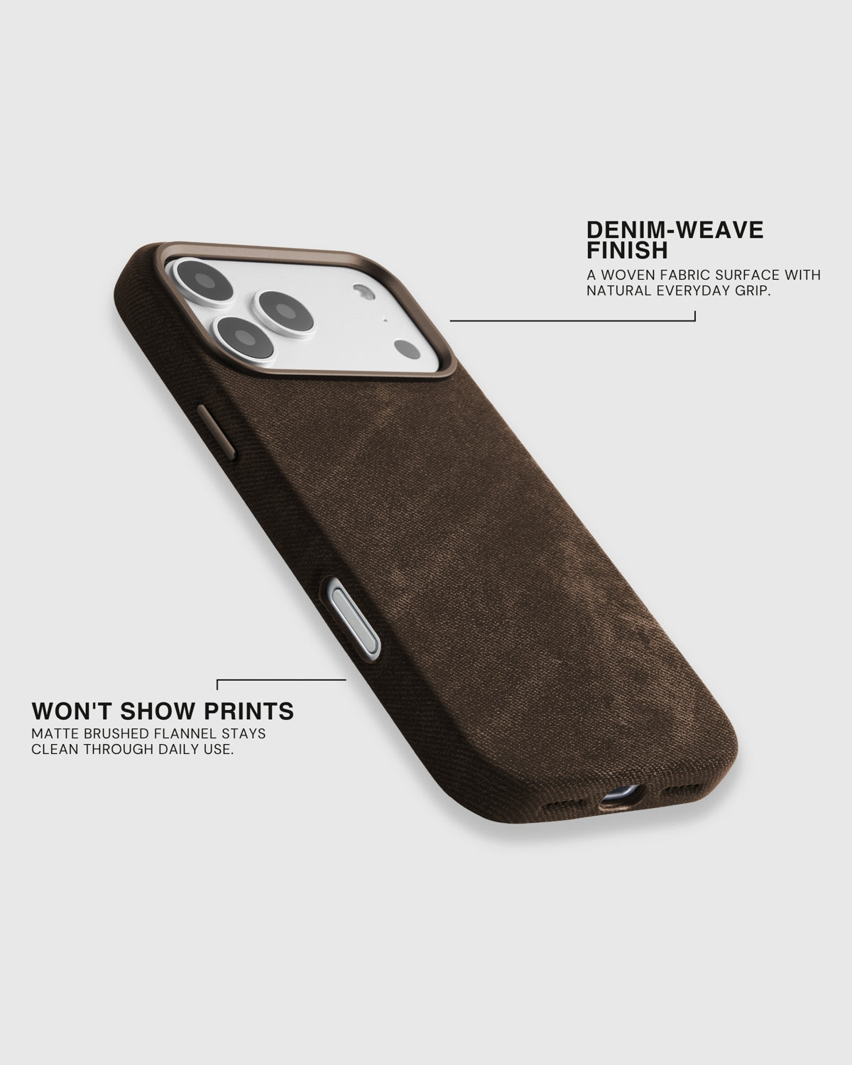 DENIM PHONE CASE — BROWN