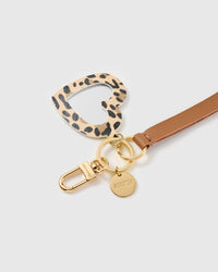 LEOPARD HEART MIRROR LEATHER PHONE STRAP