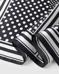 MONOCHROME DOT GRID SILK SCARF