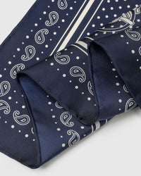 NAVY BANDANA SILK SCARF
