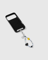 SMILEY BLACK HEART PHONE STRAP