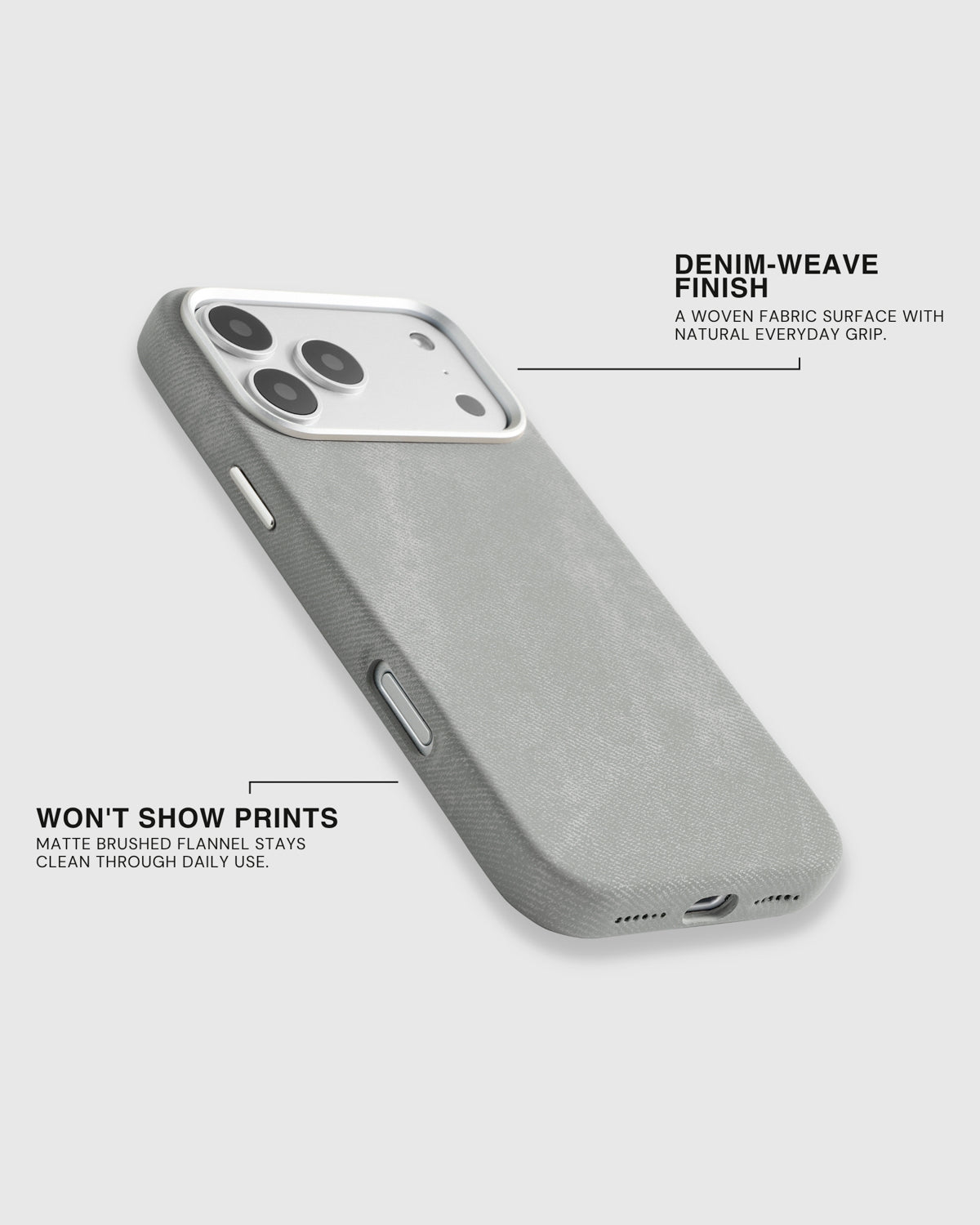 DENIM PHONE CASE — GREY