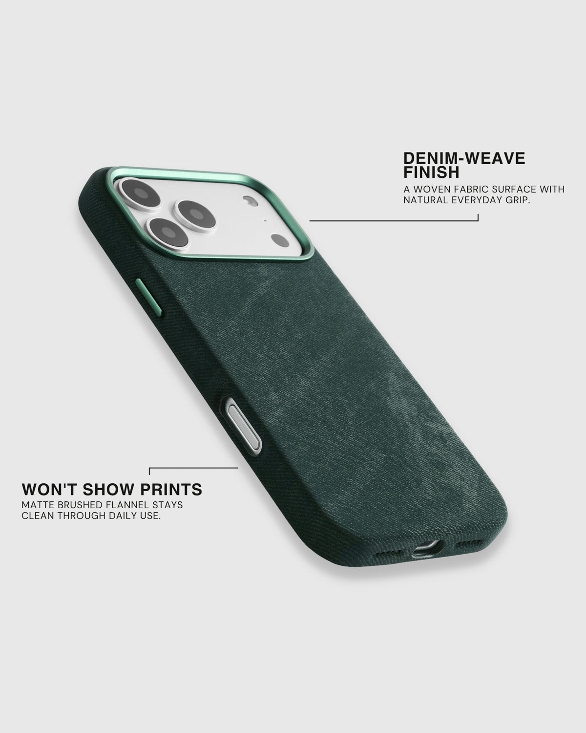 DENIM PHONE CASE — GREEN
