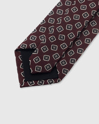 BURGUNDY SQUARE FOULARD TIE
