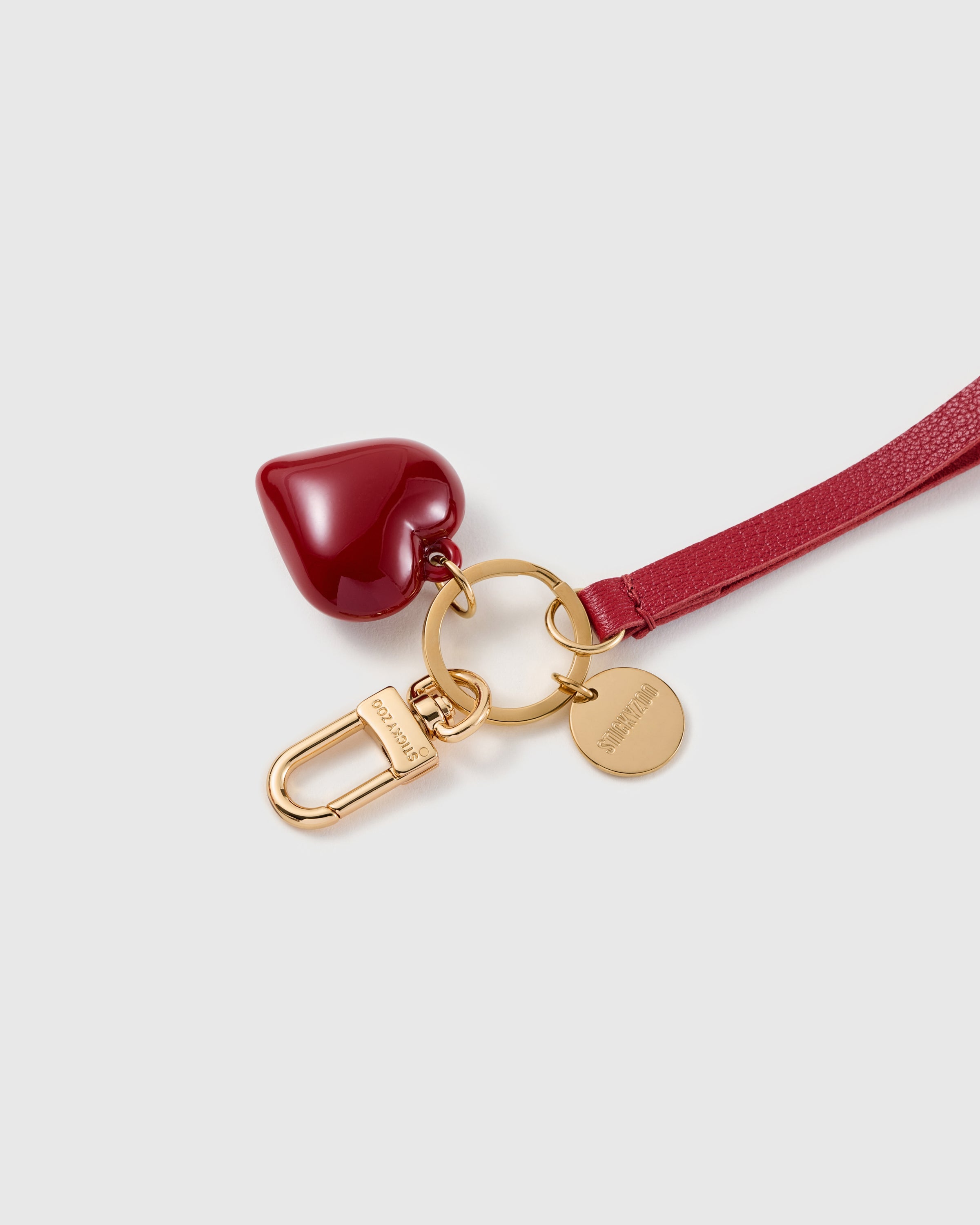 RUBY HEART LEATHER PHONE STRAP