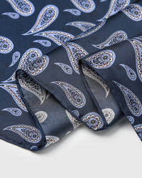 NAVY BOTEH SILK SCARF