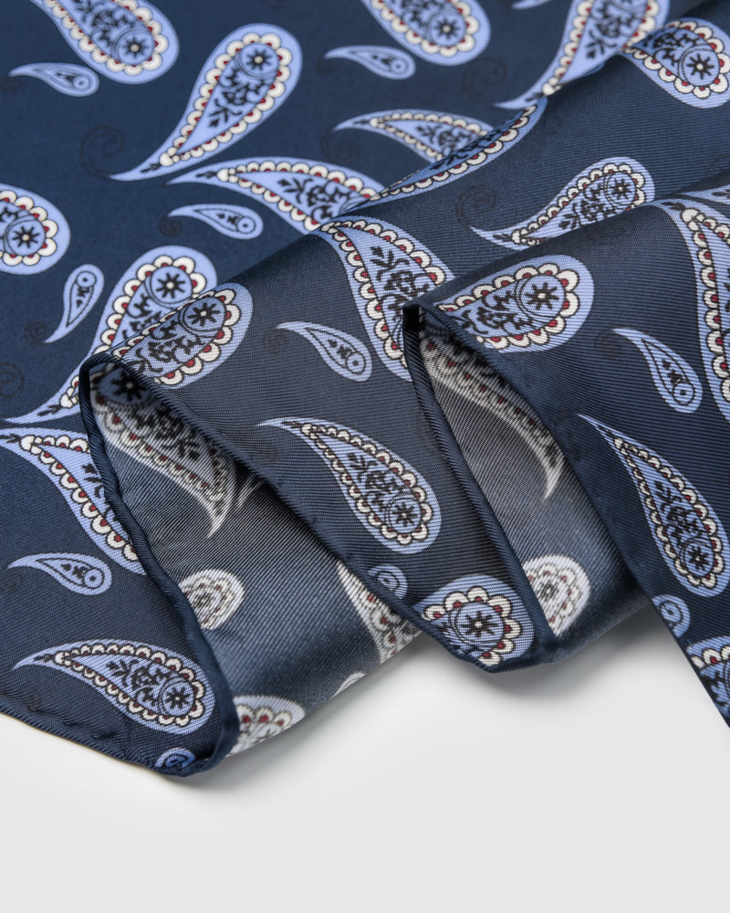 NAVY BOTEH SILK SCARF