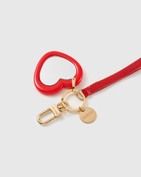 CRIMSON MIRROR HEART LEATHER PHONE STRAP