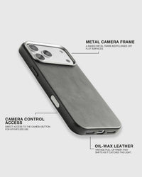 VINTAGE LEATHER NA CASE NG TELEPONO — GREY