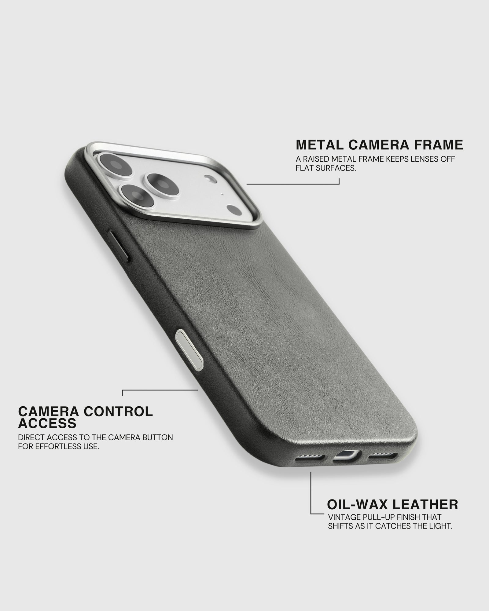 VINTAGE LEATHER NA CASE NG TELEPONO — GREY