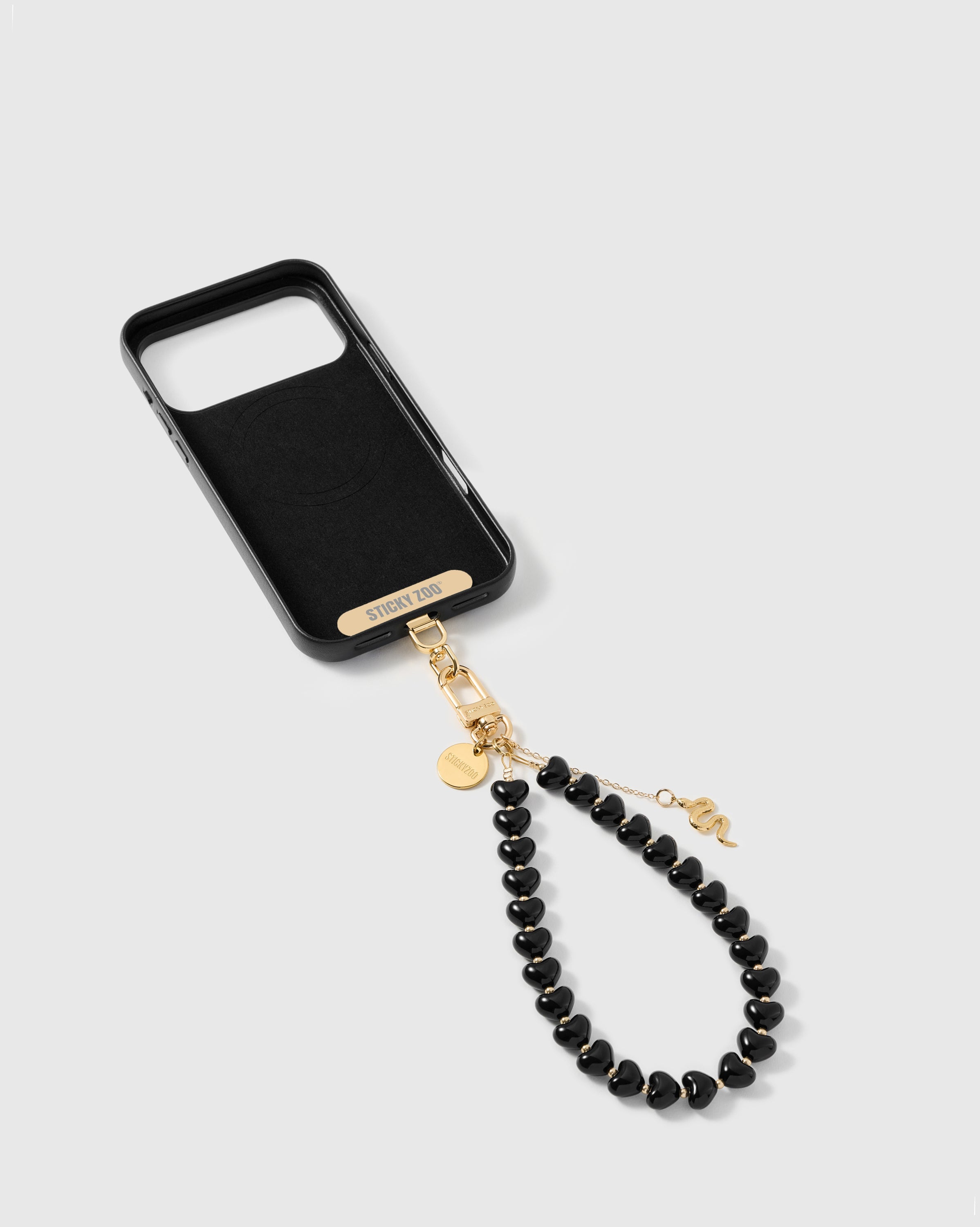 NOIR SNAKE HEART PHONE STRAP