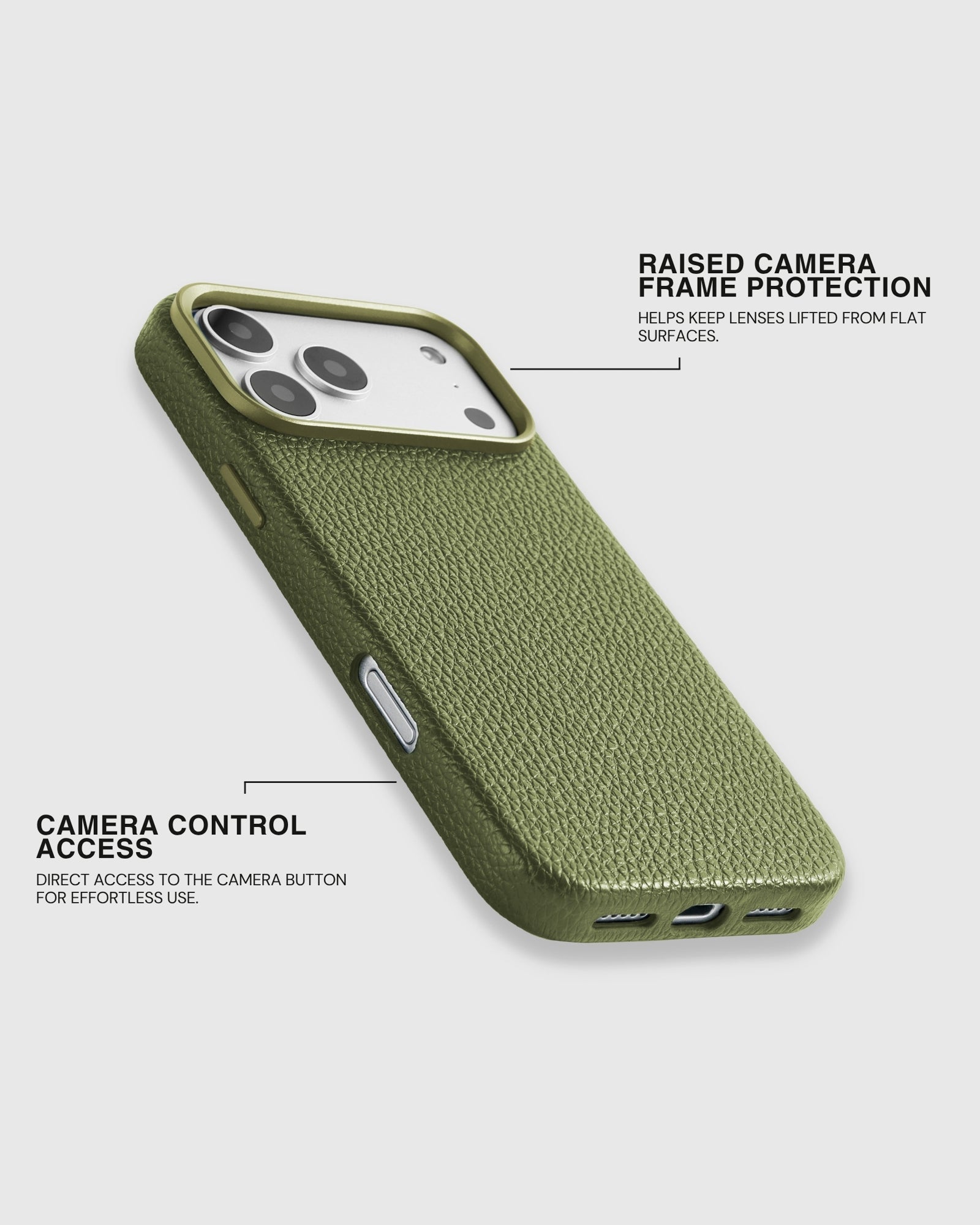 TEXTURED LEATHER CASE — OLIVE