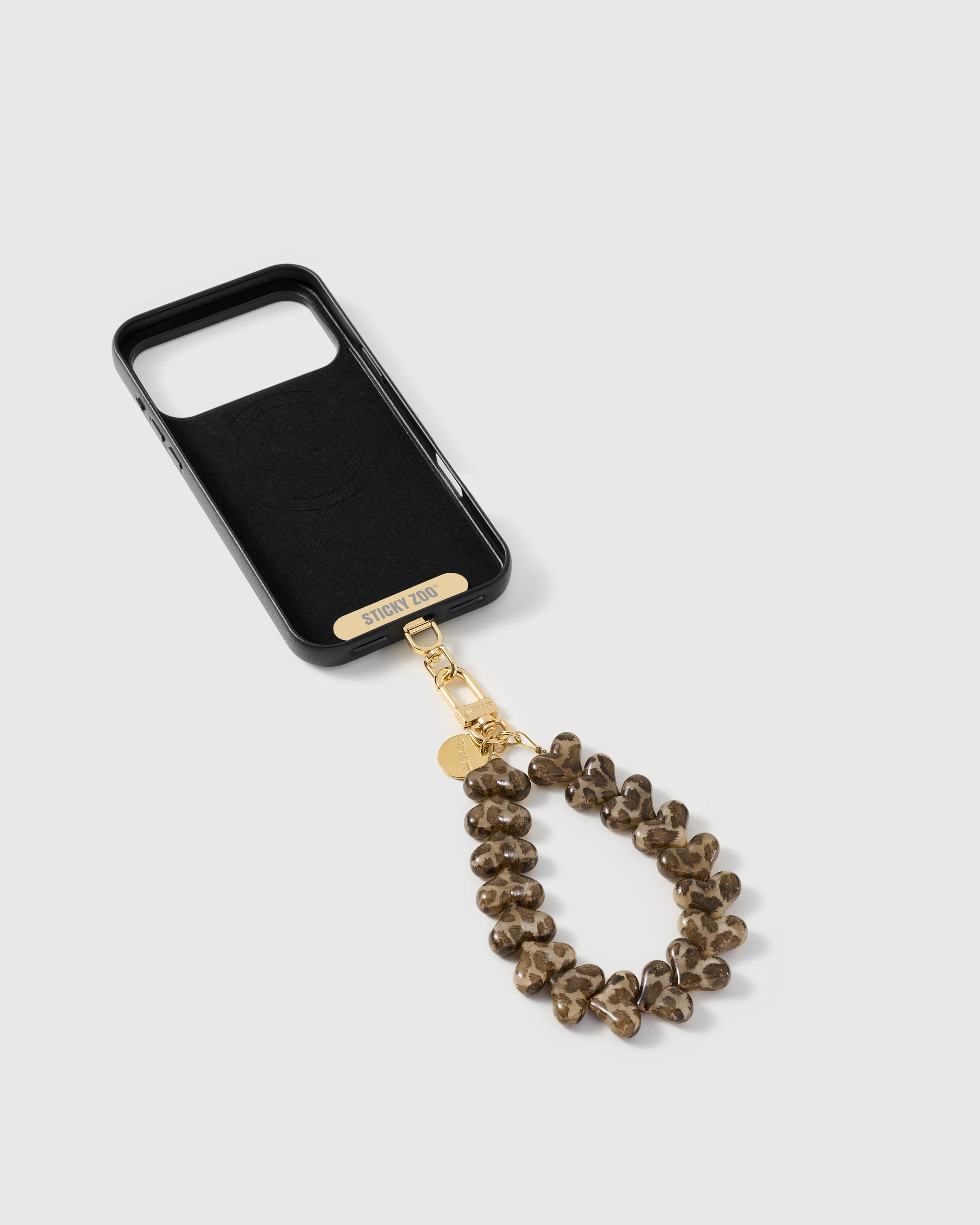 SMOKE LEOPARD HEART PHONE STRAP