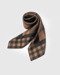 COGNAC GINGHAM SILK SCARF