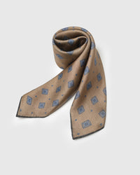 CAMEL DIAMOND FOULARD SILK SCARF