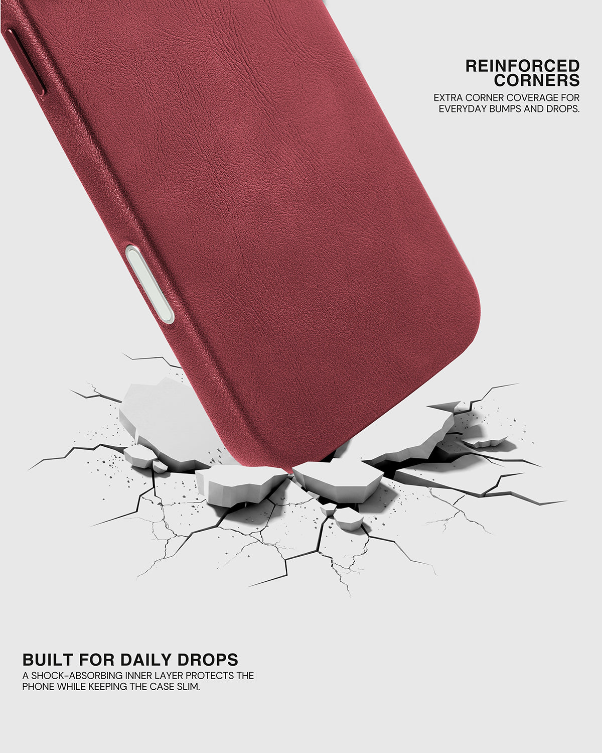 VINTAGE LEATHER NA CASE NG TELEPONO — WINE RED