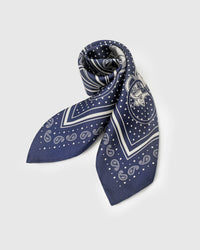 NAVY BANDANA SILK SCARF