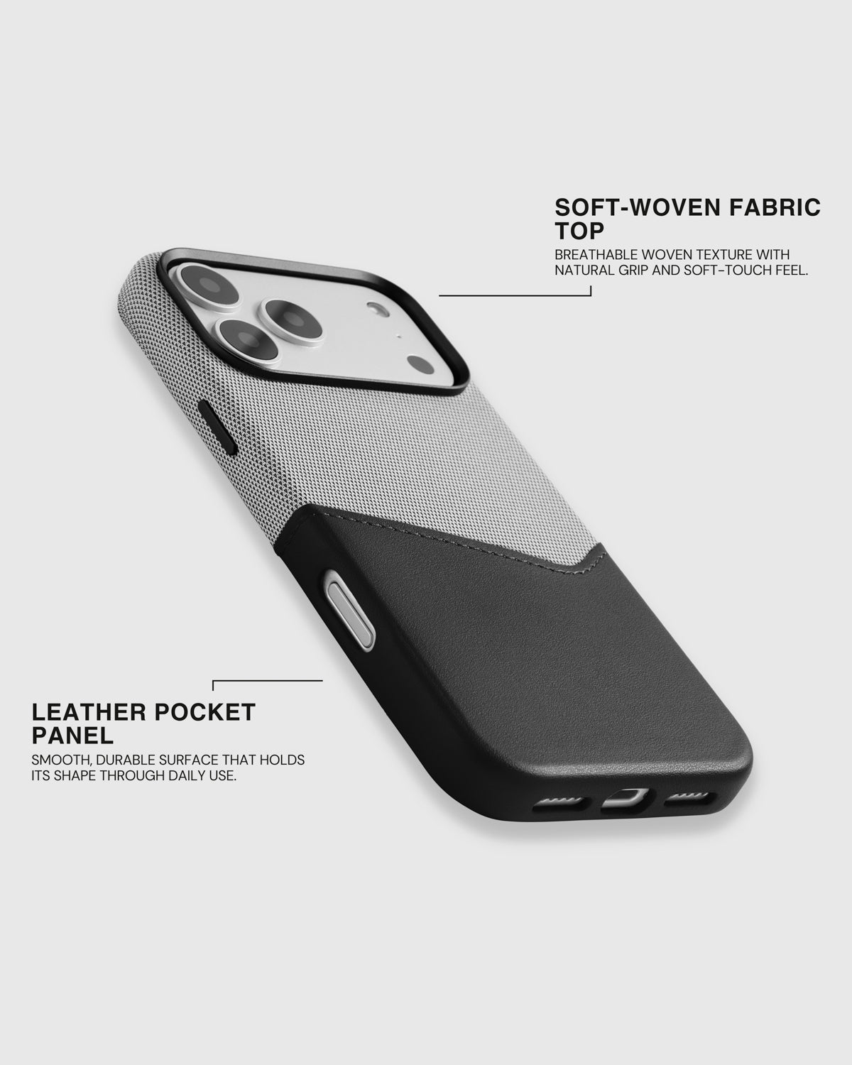 WALLET PHONE CASE — GREY BLACK