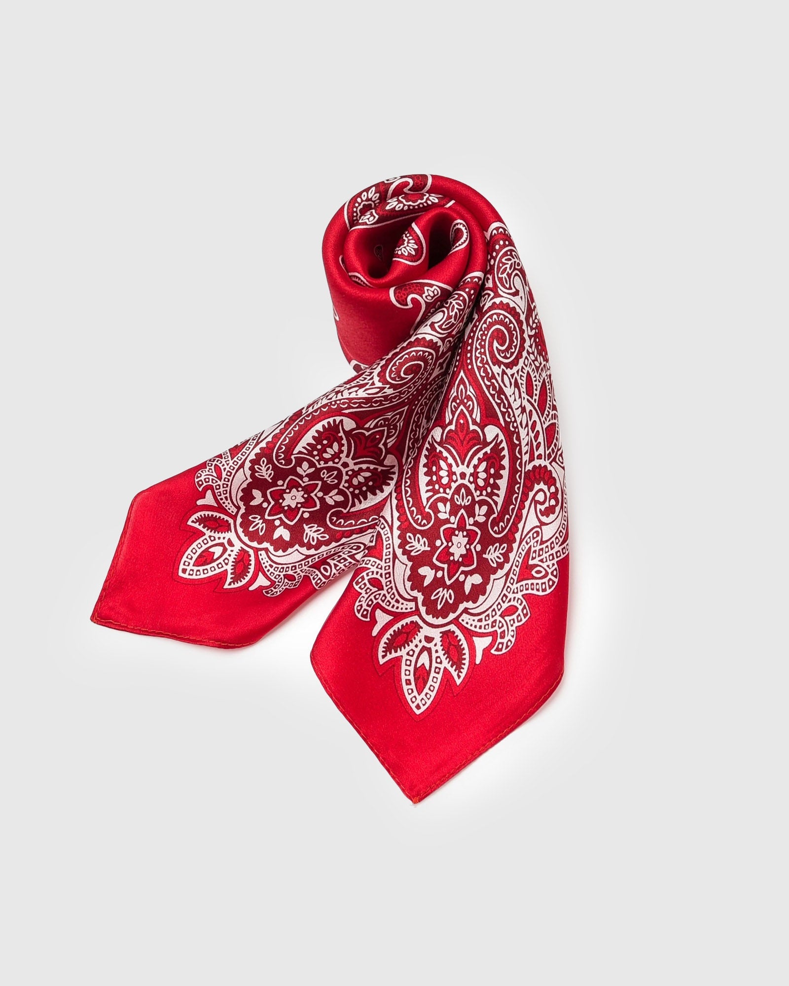 CRIMSON BANDANA SILK SCARF