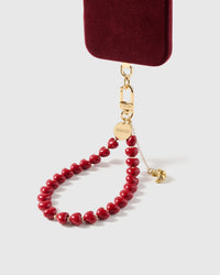 CHERRY CROISSANT HEART PHONE STRAP