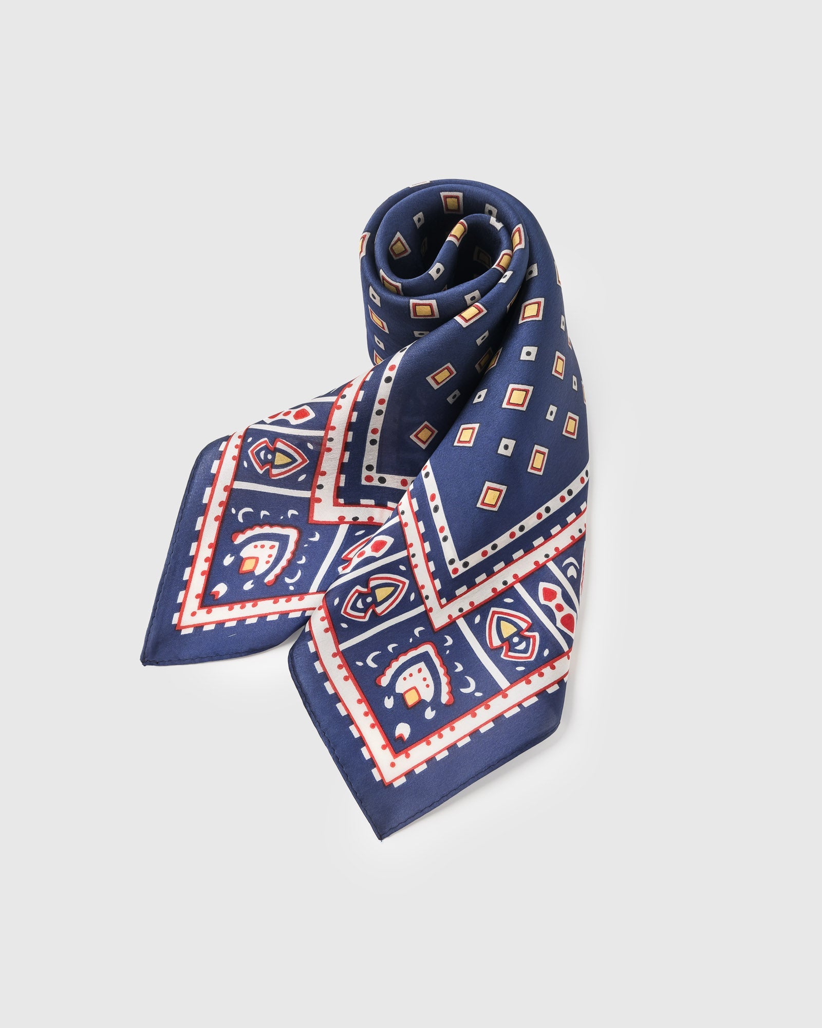NAVY FOULARD SILK SCARF
