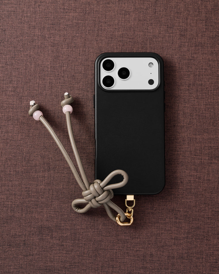 TAUPE BOW PHONE STRAP