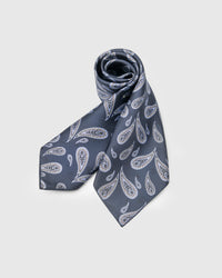NAVY BOTEH SILK SCARF