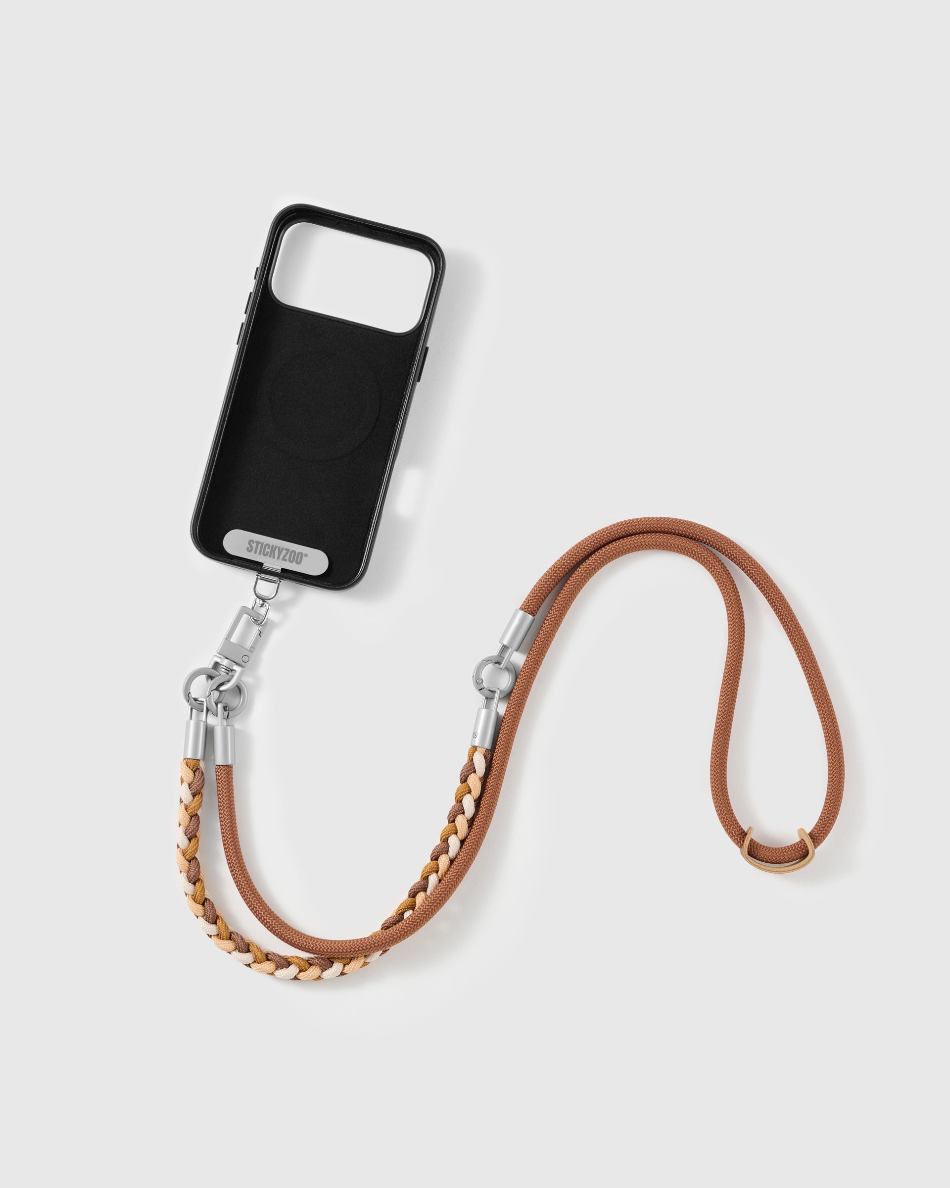 CHESTNUT BRAID CROSS-BODY PHONE STRAP