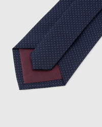 STICKYZOO Midnight Micro-Square Tie reverse showing structured interlining and hand-finished construction, 145 × 8 cm.