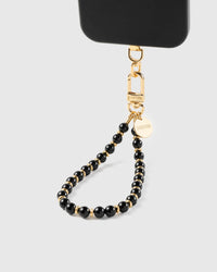 BLACK BEAD PHONE STRAP