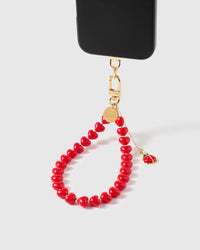CRIMSON LADYBUG HEART STRAP NG TELEPONO  
