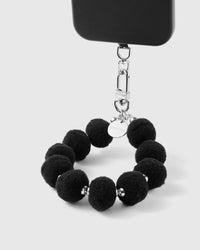 BLACK POM PHONE STRAP