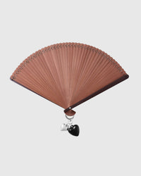 CHESTNUT DOUBLE HEART HAND FAN