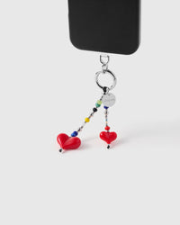 DOUBLE HEART DANGLE PHONE STRAP