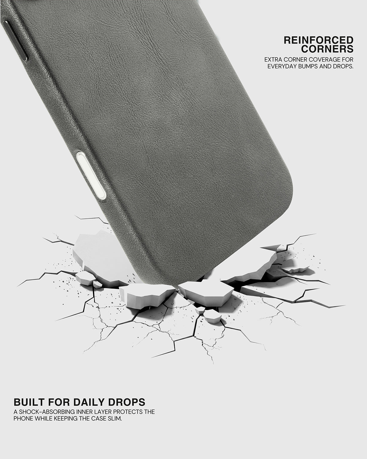 VINTAGE LEATHER NA CASE NG TELEPONO — GREY