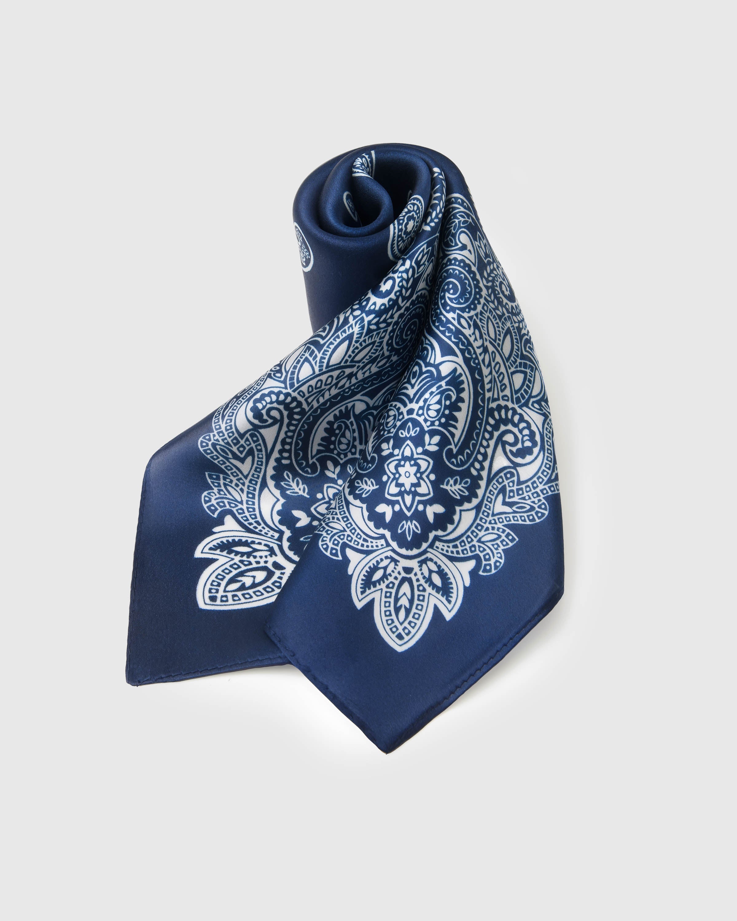 INDIGO BANDANA SILK SCARF
