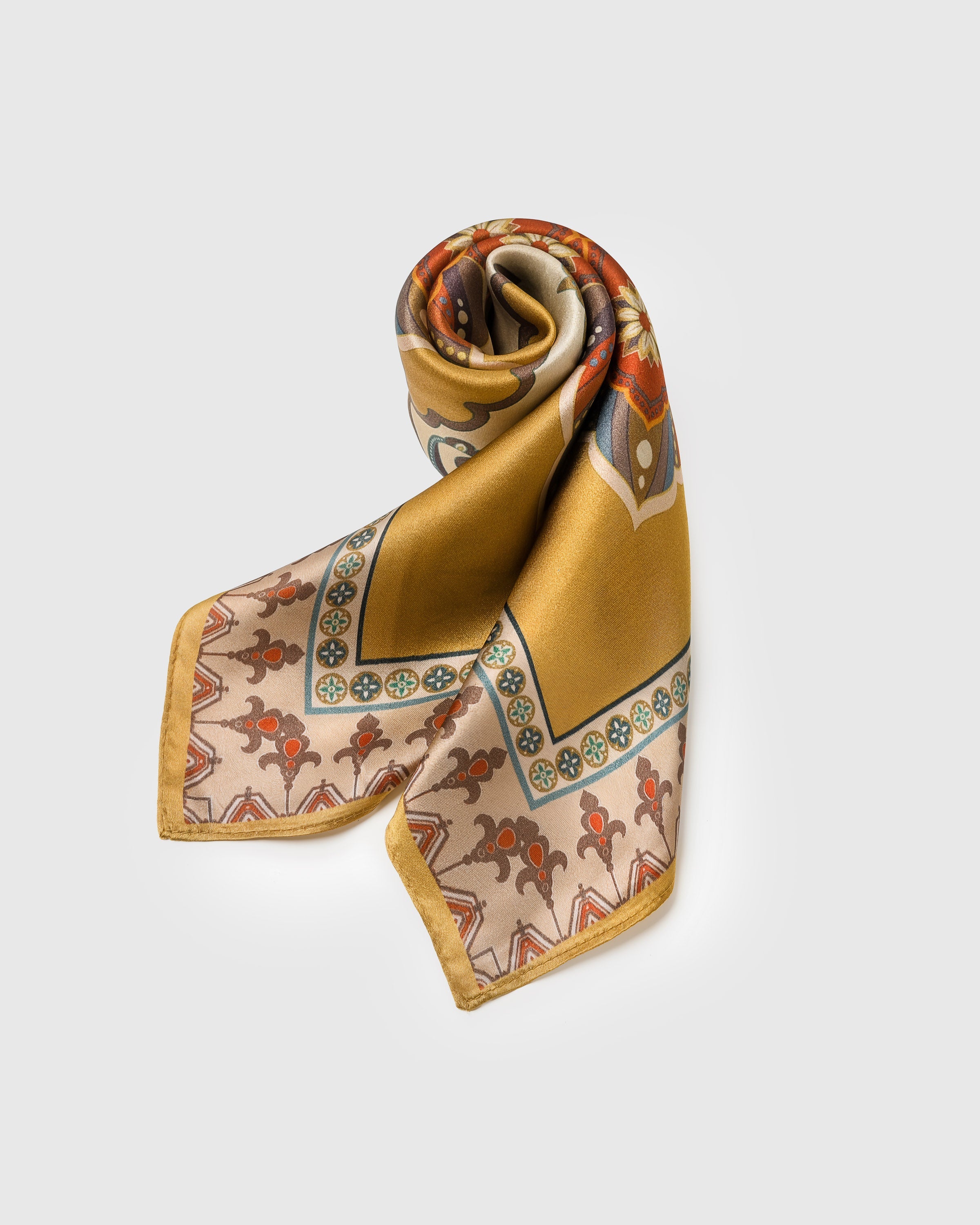 SAFFRON MEDALLION SILK SCARF