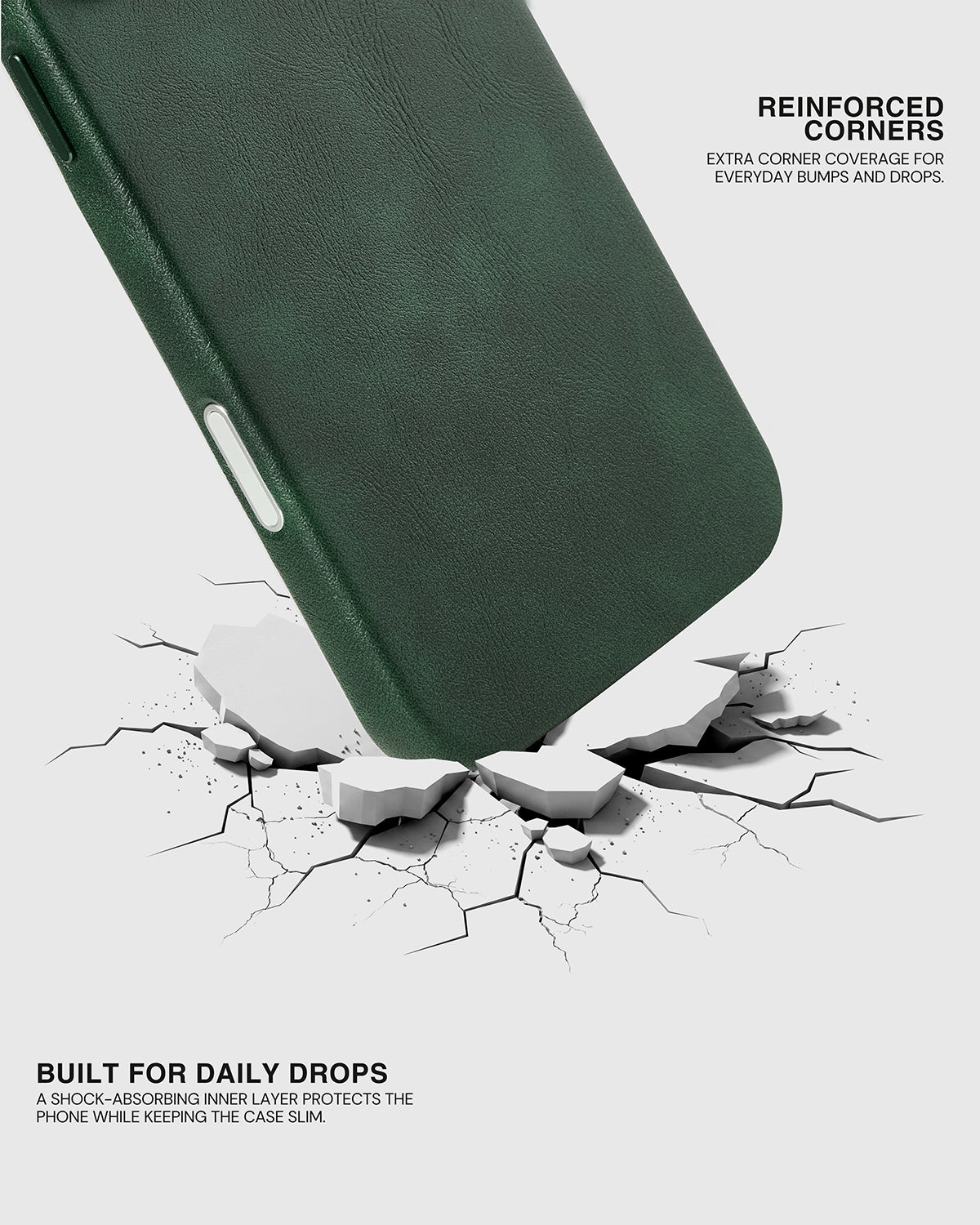 VINTAGE LEATHER PHONE CASE — GREEN